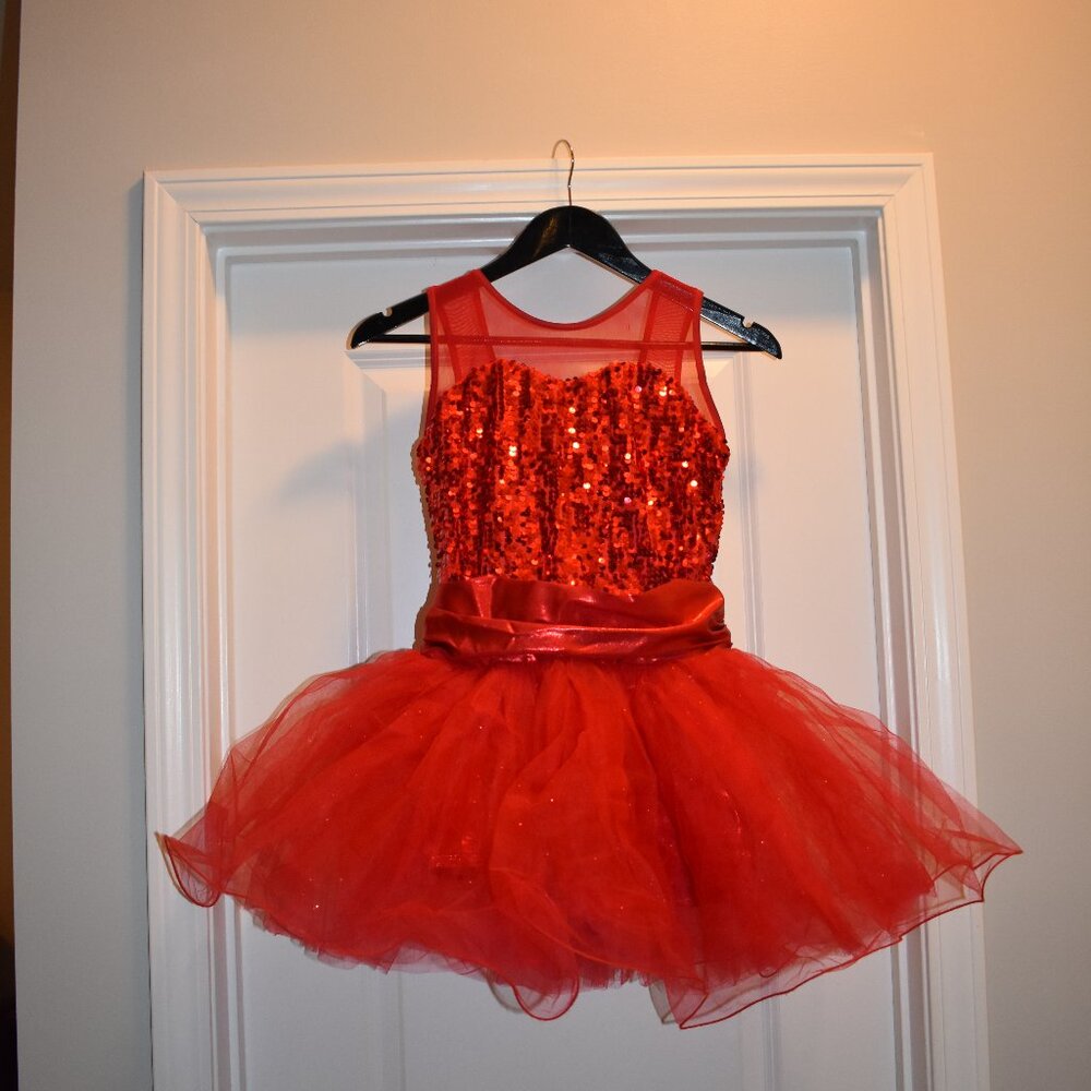 Weissman Red Sequin Dance Costume Child XL